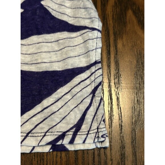 Coldwater Creek Linen Top Women’s Large Indigo Blue White Bali Floral Top Shirt - Picture 12 of 16